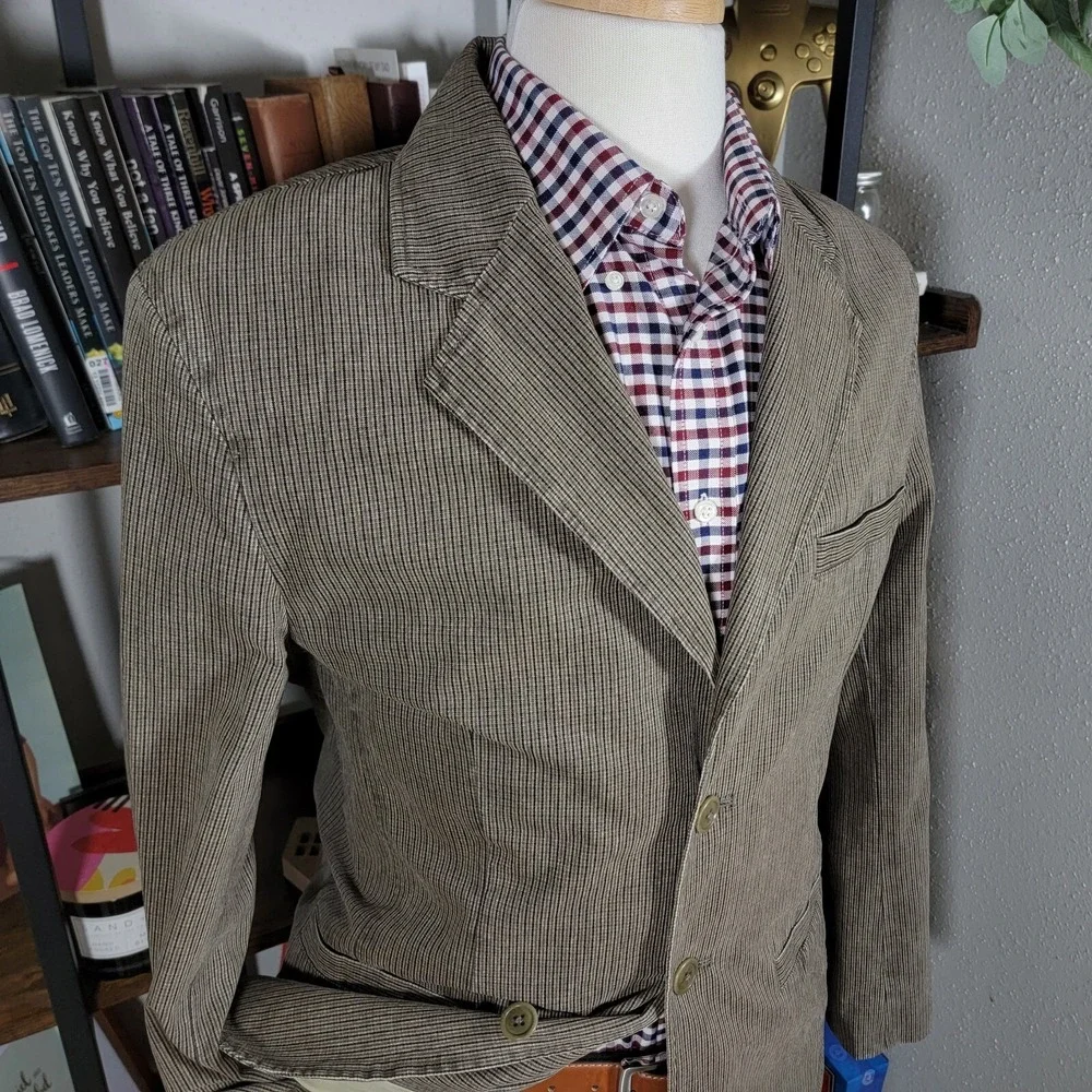VTG The Territory Ahead Men's Sport Jacket Three Button Brown‎ Cotton Blend Med